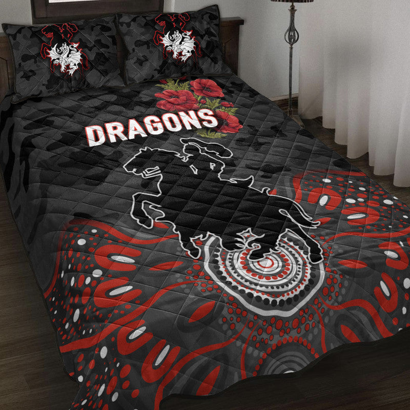 st-george-illawarra-dragons-anzac-2022-quilt-bed-set-indigenous-vibes-black
