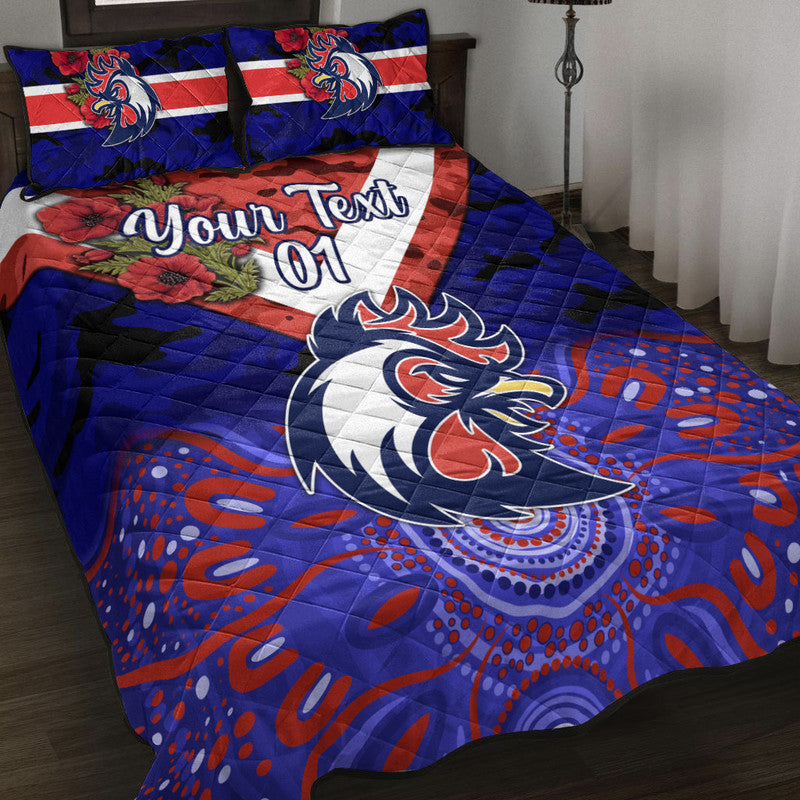 custom-personalised-sydney-roosters-anzac-2022-quilt-bed-set-indigenous-vibes-blue