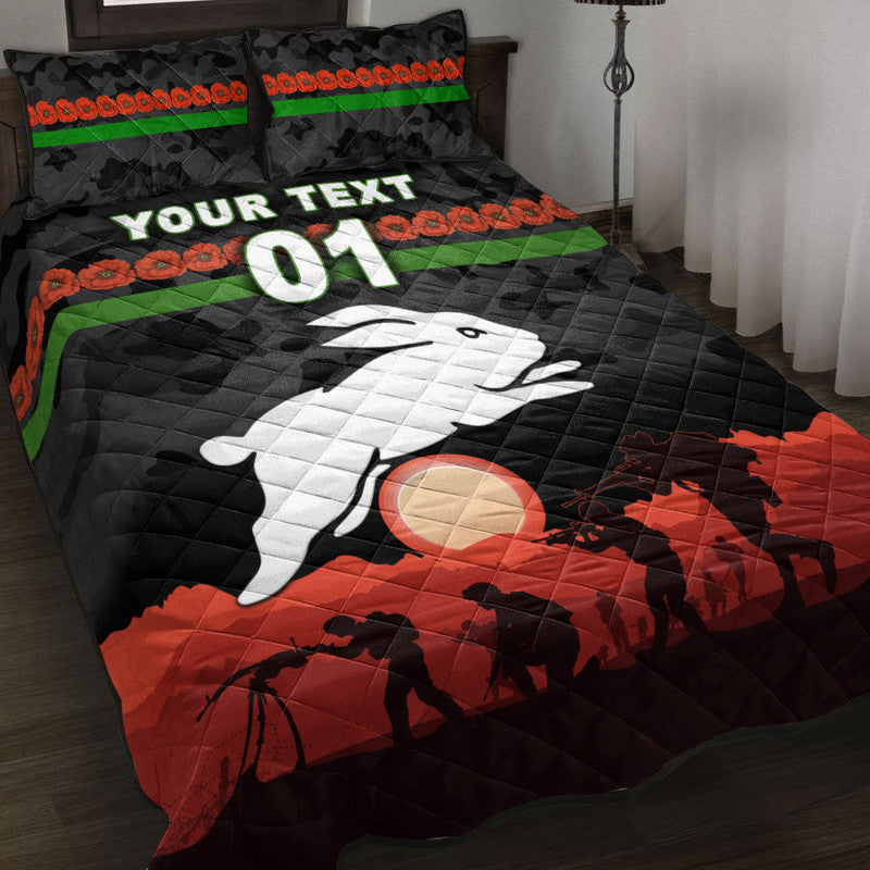 custom-personalised-south-sydney-rabbitohs-anzac-2022-quilt-bed-set-simple-style-black