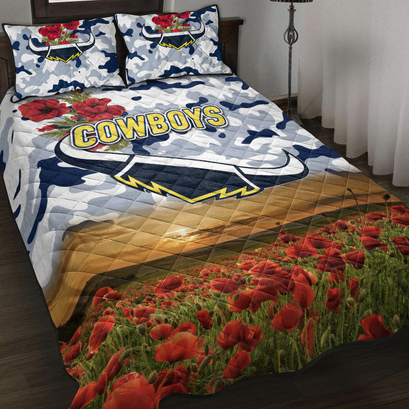 north-queensland-cowboys-anzac-2022-quilt-bed-set-poppy-flowers-vibes-white