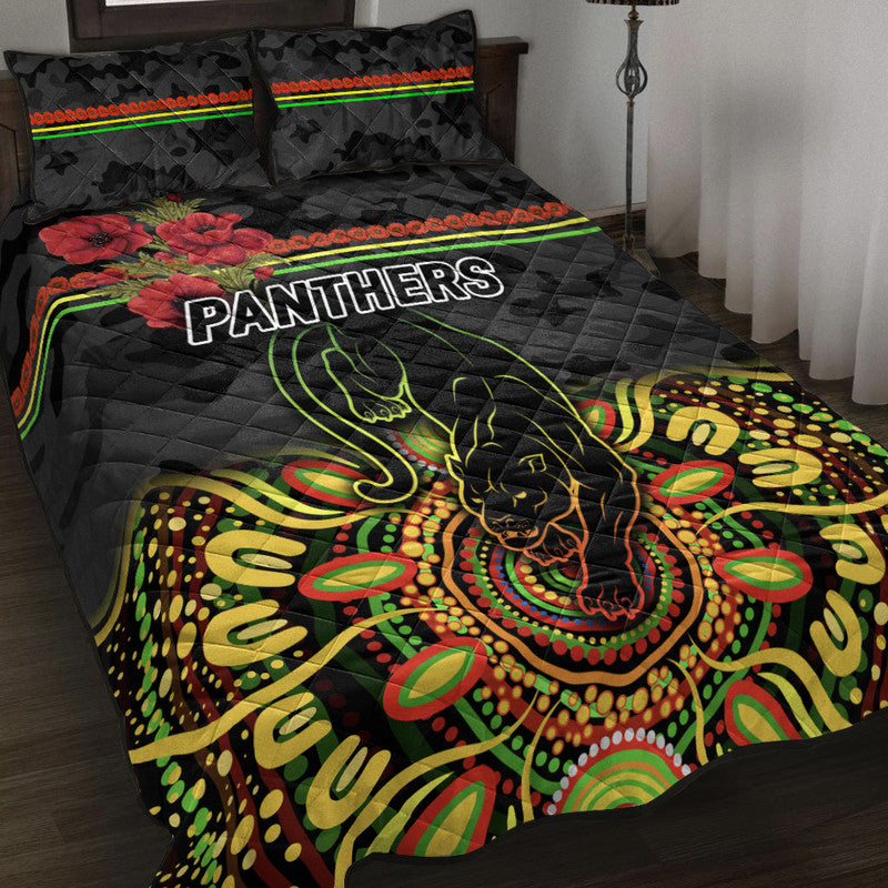 penrith-panthers-anzac-2022-quilt-bed-set-indigenous-vibes-black