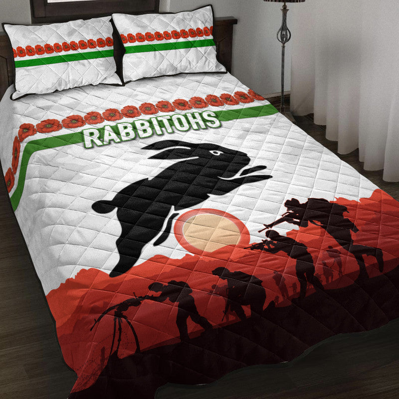 south-sydney-rabbitohs-anzac-2022-quilt-bed-set-simple-style-white