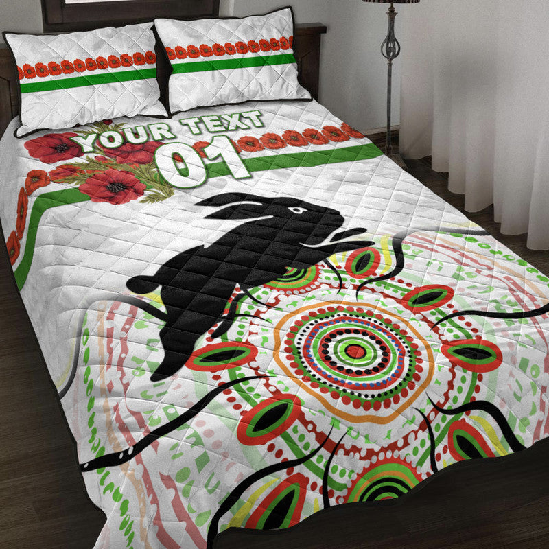 custom-personalised-south-sydney-rabbitohs-anzac-2022-quilt-bed-set-indigenous-vibes-white