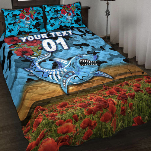 custom-personalised-cronulla-sutherland-sharks-anzac-2022-quilt-bed-set-poppy-flowers-vibes