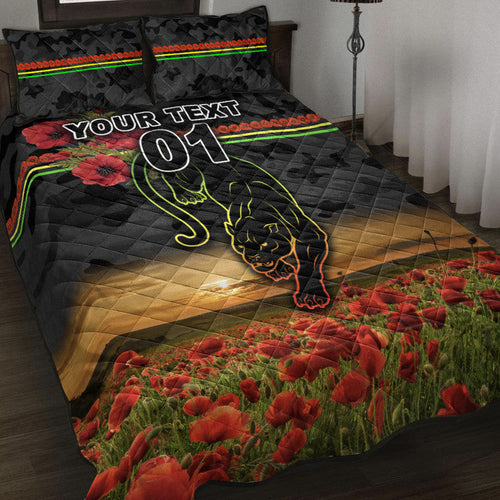 custom-personalised-penrith-panthers-anzac-2022-quilt-bed-set-poppy-flowers-vibes-black