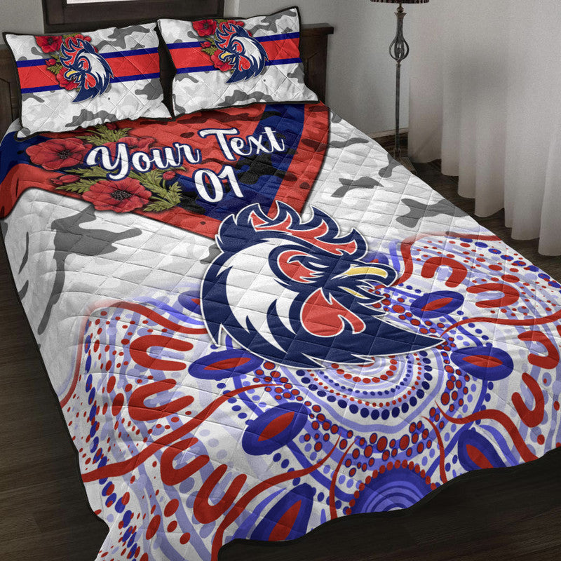 custom-personalised-sydney-roosters-anzac-2022-quilt-bed-set-indigenous-vibes-white