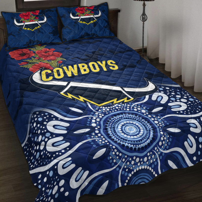 north-queensland-cowboys-anzac-2022-quilt-bed-set-indigenous-vibes-blue