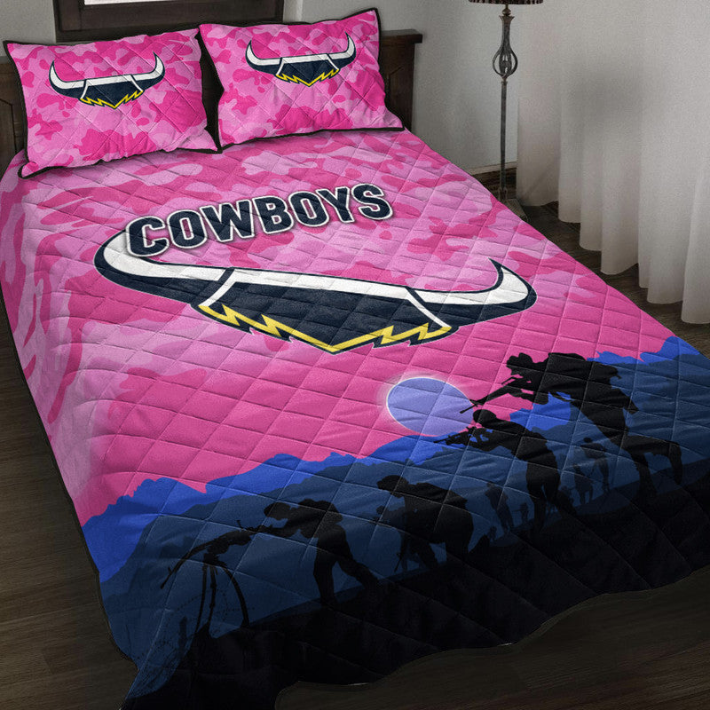 north-queensland-cowboys-anzac-2022-quilt-bed-set-simple-style-pink