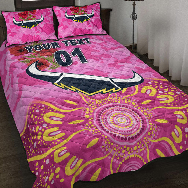 custom-personalised-north-queensland-cowboys-anzac-2022-quilt-bed-set-indigenous-vibes-pink