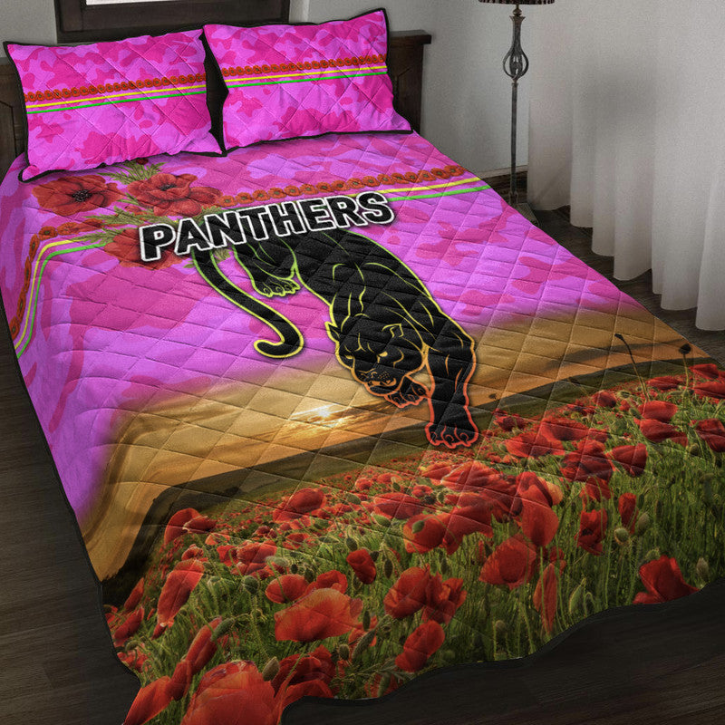 penrith-panthers-anzac-2022-quilt-bed-set-poppy-flowers-vibes-pink