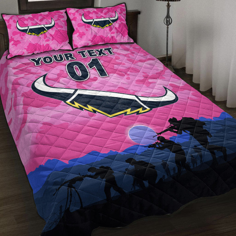 custom-personalised-north-queensland-cowboys-anzac-2022-quilt-bed-set-simple-style-pink