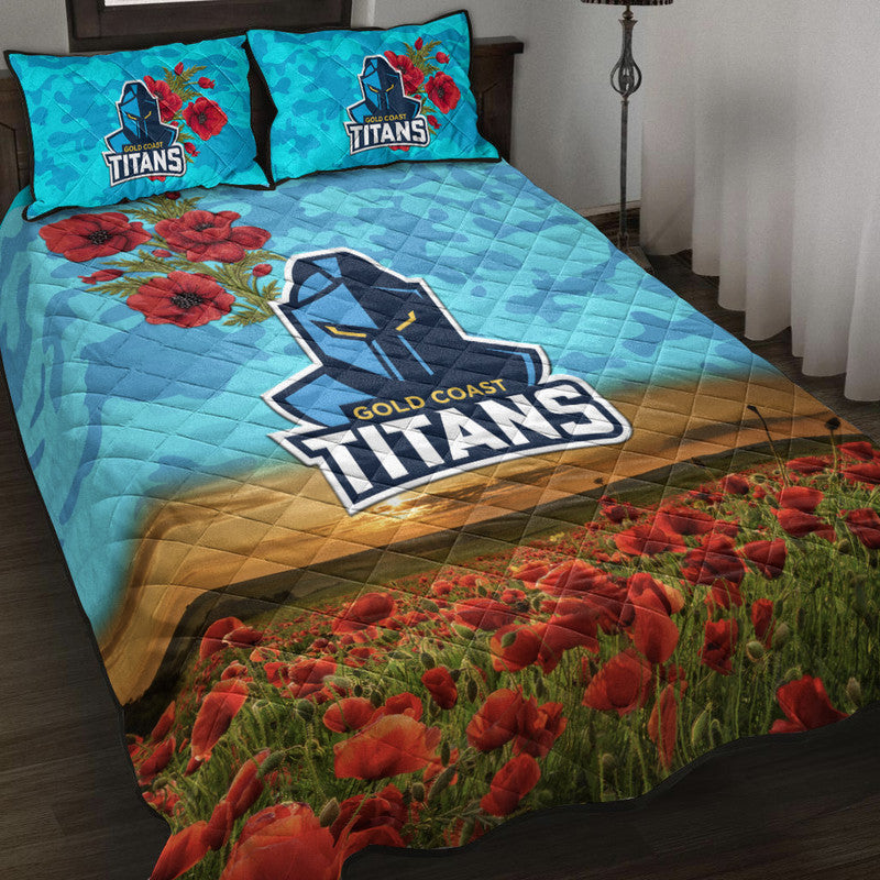 gold-coast-titans-anzac-2022-quilt-bed-set-poppy-flowers-vibes