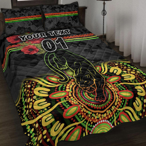 custom-personalised-penrith-panthers-anzac-2022-quilt-bed-set-indigenous-vibes-black