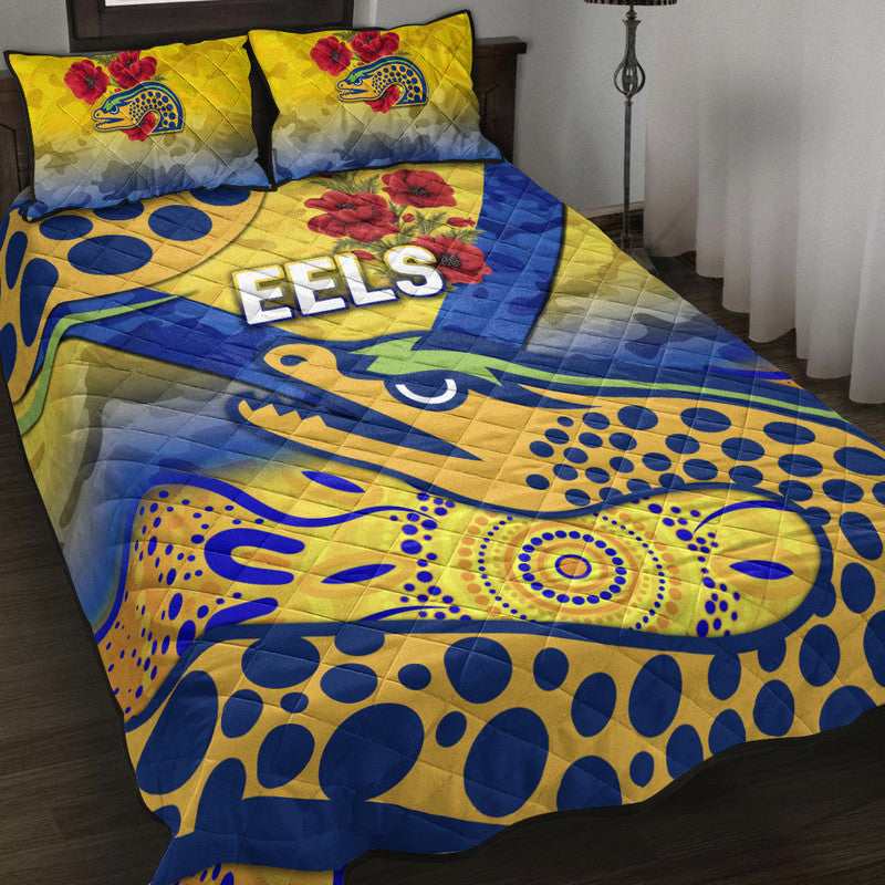 parramatta-eels-anzac-2022-quilt-bed-set-indigenous-vibes-gold
