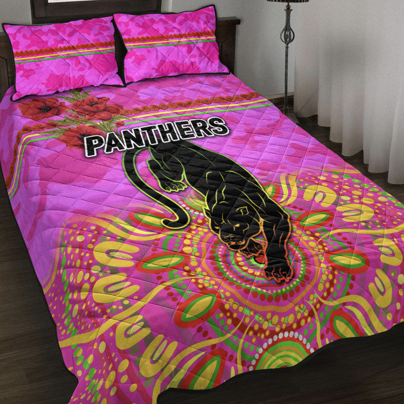 penrith-panthers-anzac-2022-quilt-bed-set-indigenous-vibes-pink