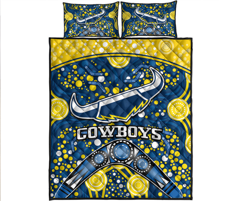 cowboys-rugby-quilt-bed-set-boomerang-indigenous-dots
