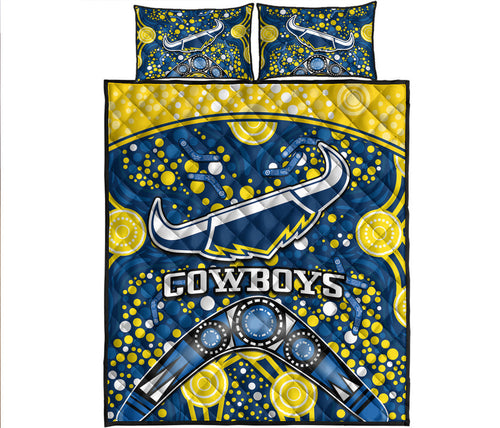 cowboys-rugby-quilt-bed-set-boomerang-indigenous-dots