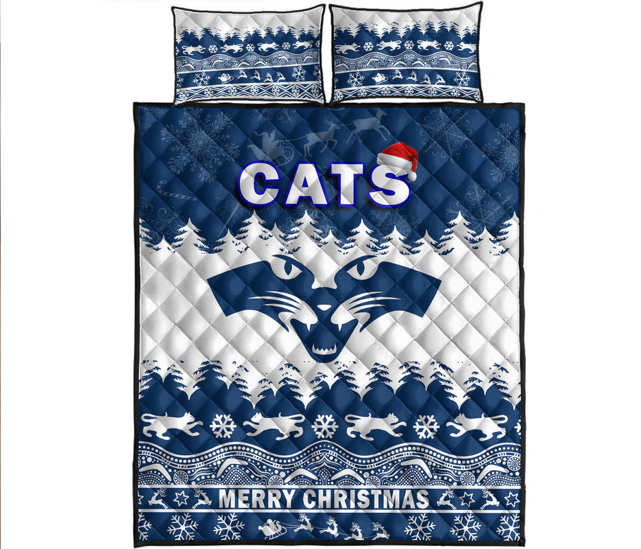geelong-cats-unique-winter-season-quilt-bed-set-cats-merry-christmas