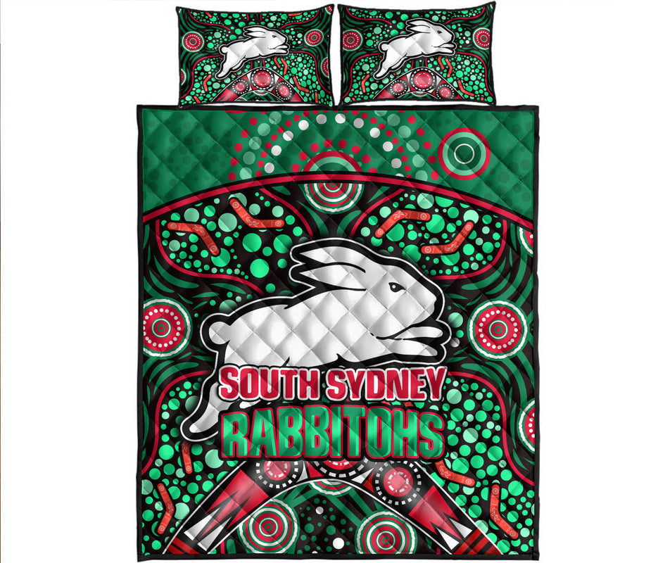 south-sydney-indigenous-rabbitohs-dot-art-style-quilt-bed-set
