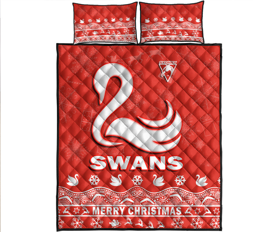 sydney-swans-unique-winter-season-quilt-bed-set-swans-merry-christmas-no1