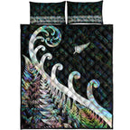 new-zealand-rugby-maori-quilt-bed-set-silver-fern-koru-vibes-paua-shell