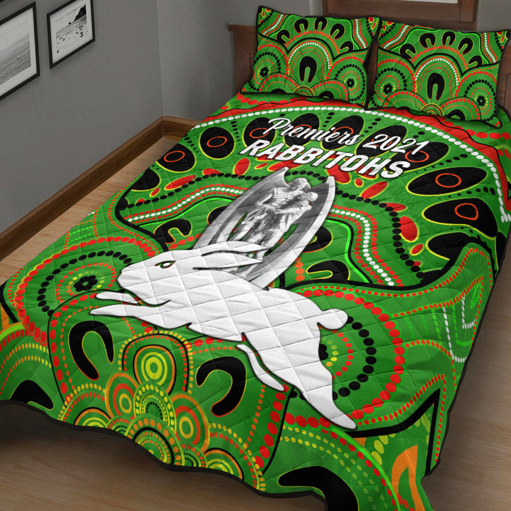 south-sydney-rabbitohs-quilt-bed-set-2021-indigenous-premiers-trophy-green