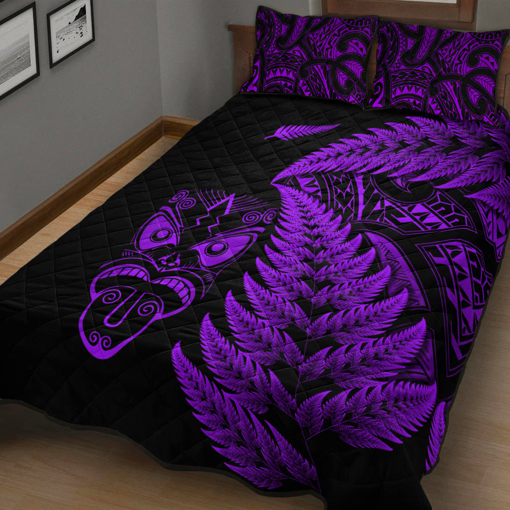new-zealand-haka-rugby-maori-quilt-bed-set-silver-fern-vibes-purple