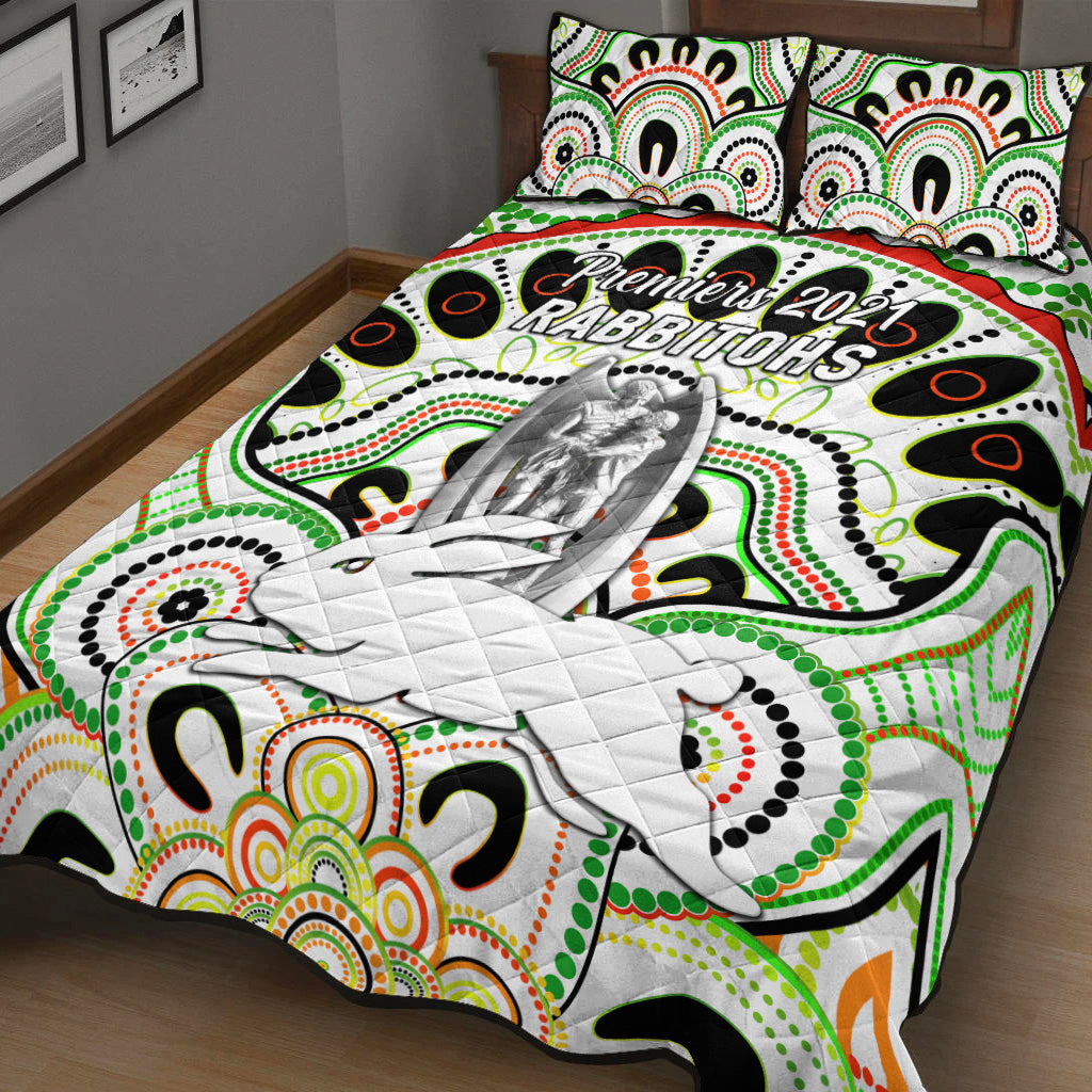 south-sydney-rabbitohs-quilt-bed-set-2021-indigenous-premiers-trophy-white