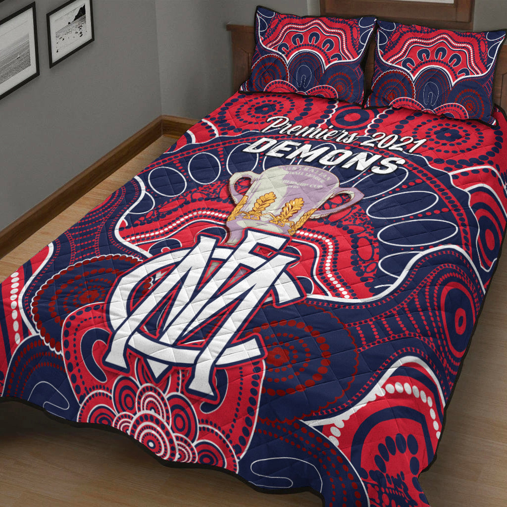 melbourne-demons-indigenous-quilt-bed-set-football-2021-premiers-trophy