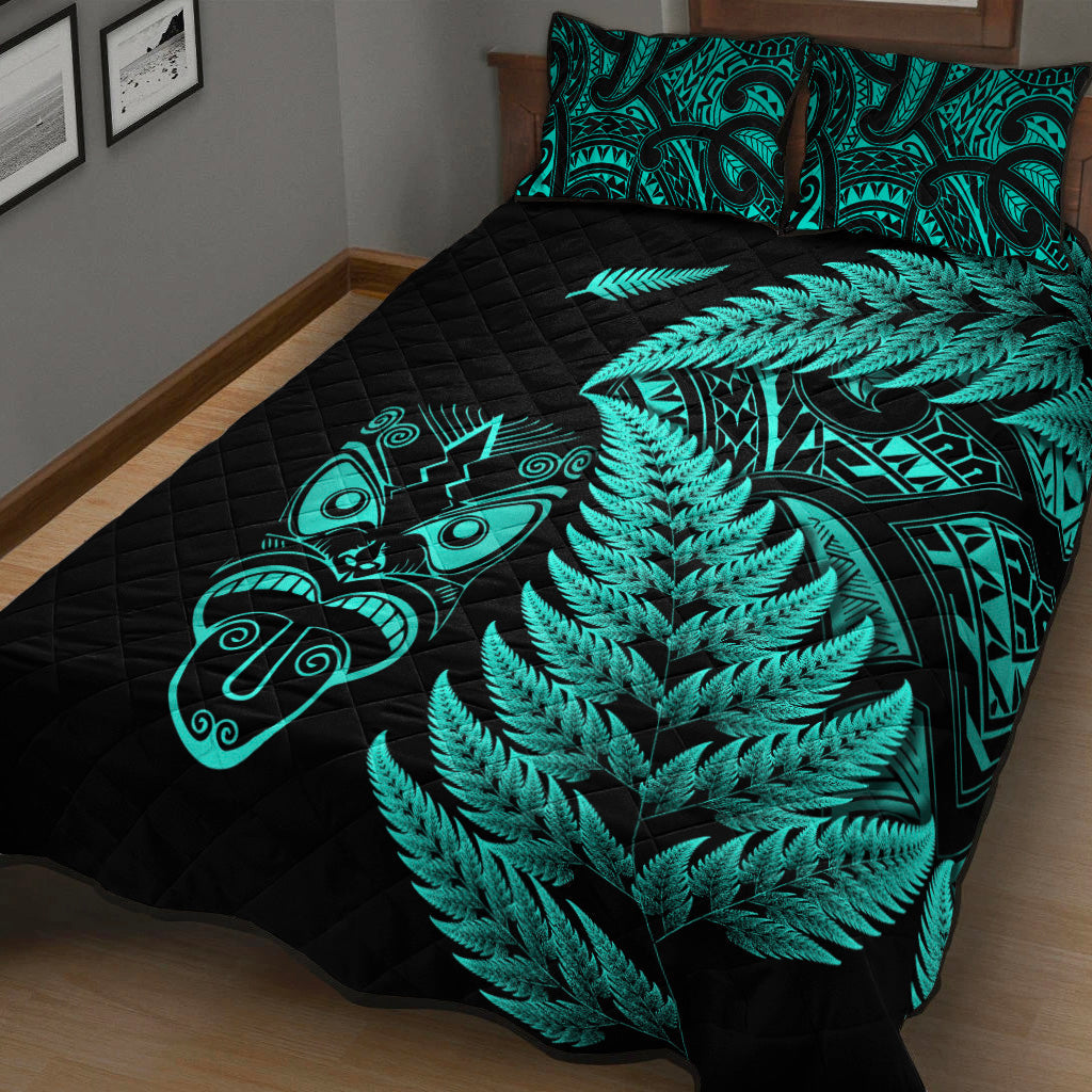 new-zealand-haka-rugby-maori-quilt-bed-set-silver-fern-vibes-turquoise