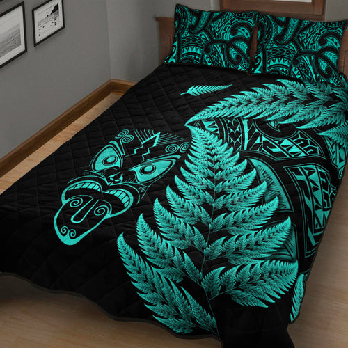 new-zealand-haka-rugby-maori-quilt-bed-set-silver-fern-vibes-turquoise