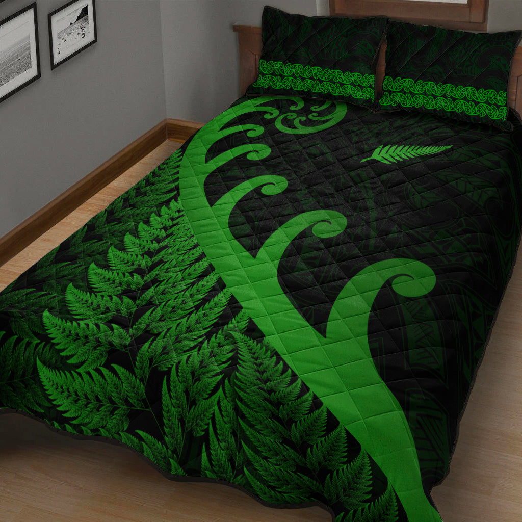 new-zealand-rugby-maori-quilt-bed-set-silver-fern-koru-vibes-green