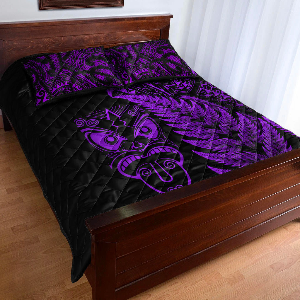 new-zealand-haka-rugby-maori-quilt-bed-set-silver-fern-vibes-purple