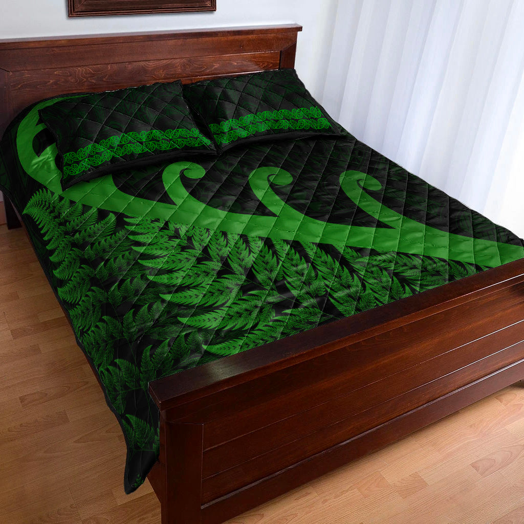 new-zealand-rugby-maori-quilt-bed-set-silver-fern-koru-vibes-green