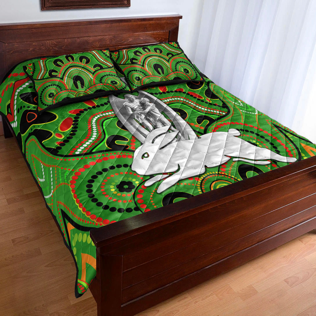south-sydney-rabbitohs-quilt-bed-set-2021-indigenous-premiers-trophy-green