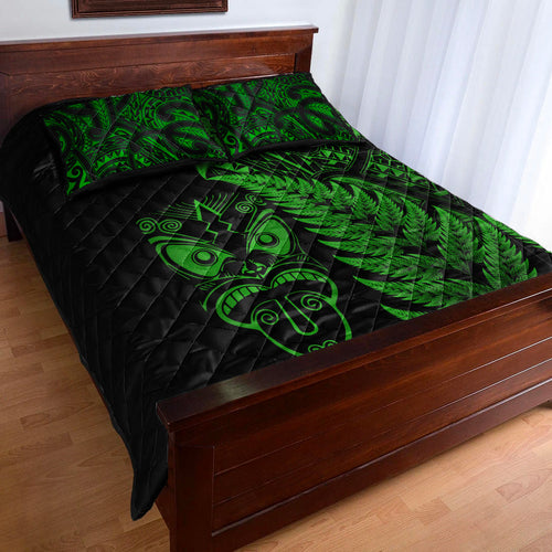 new-zealand-haka-rugby-maori-quilt-bed-set-silver-fern-vibes-green