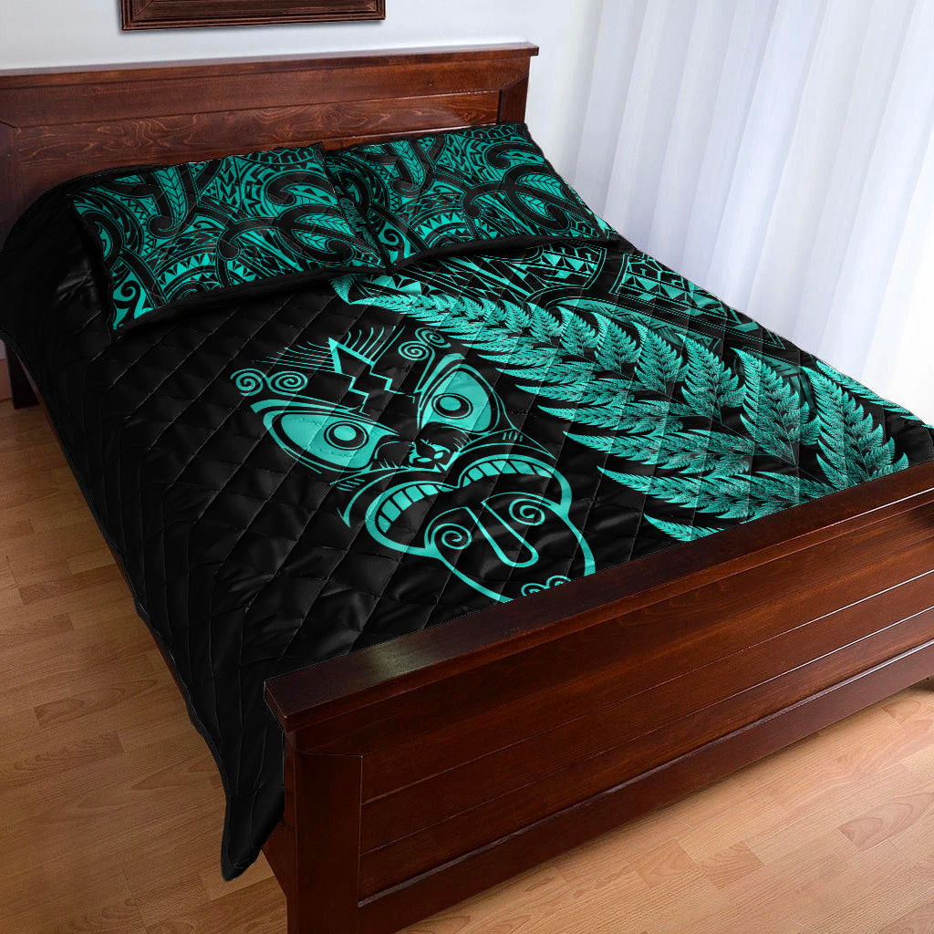 new-zealand-haka-rugby-maori-quilt-bed-set-silver-fern-vibes-turquoise