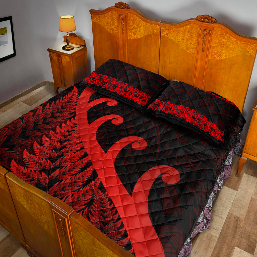 new-zealand-rugby-maori-quilt-bed-set-silver-fern-koru-vibes-red