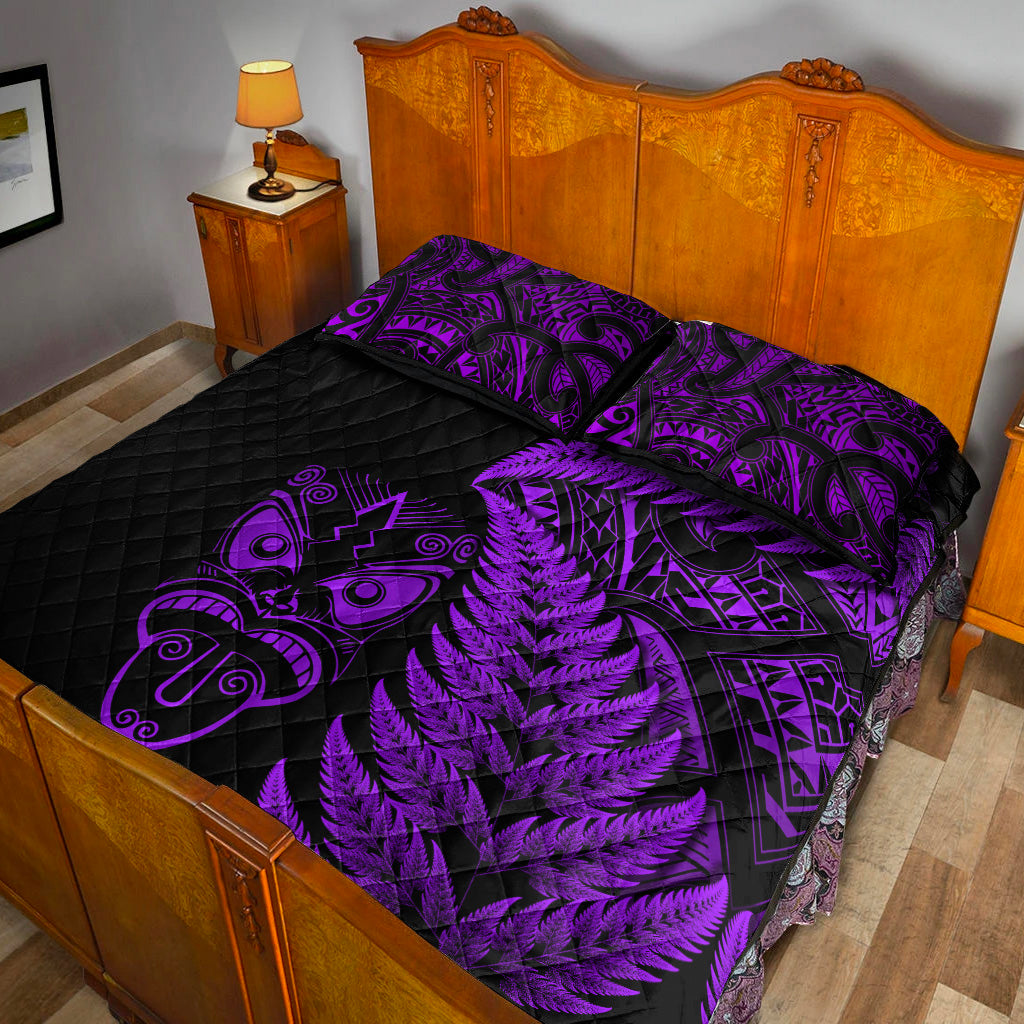 new-zealand-haka-rugby-maori-quilt-bed-set-silver-fern-vibes-purple