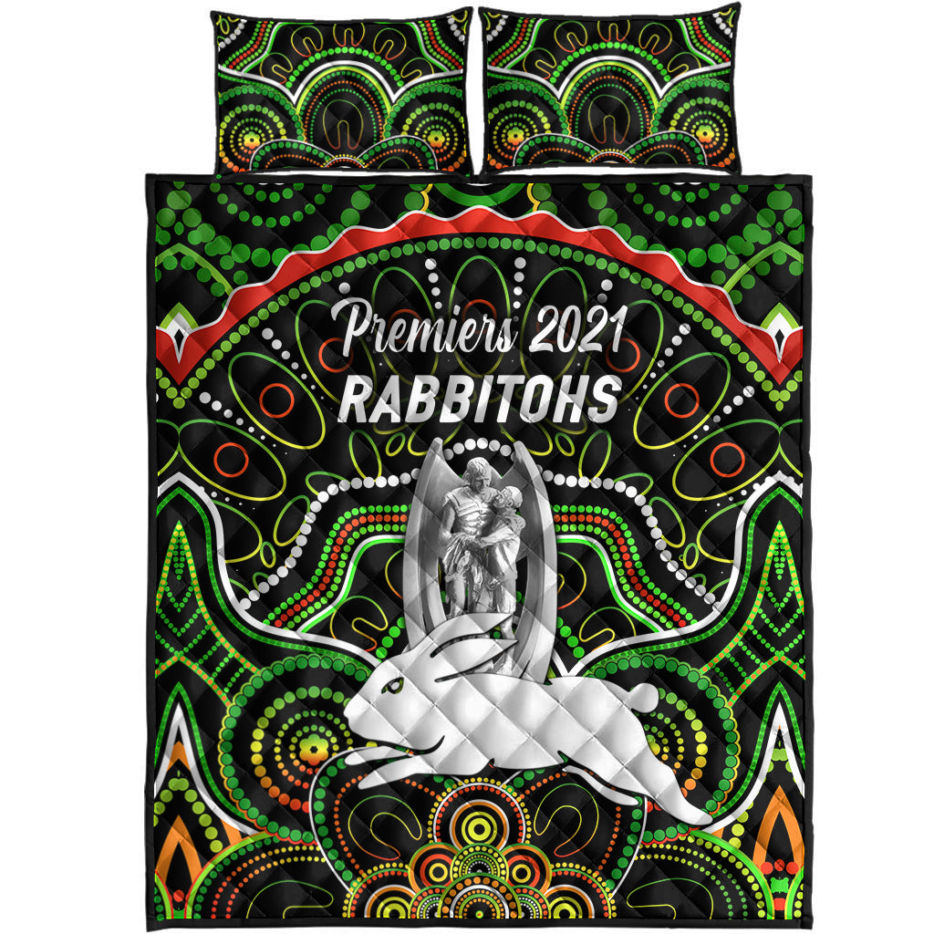 south-sydney-rabbitohs-quilt-bed-set-2021-indigenous-premiers-trophy-black