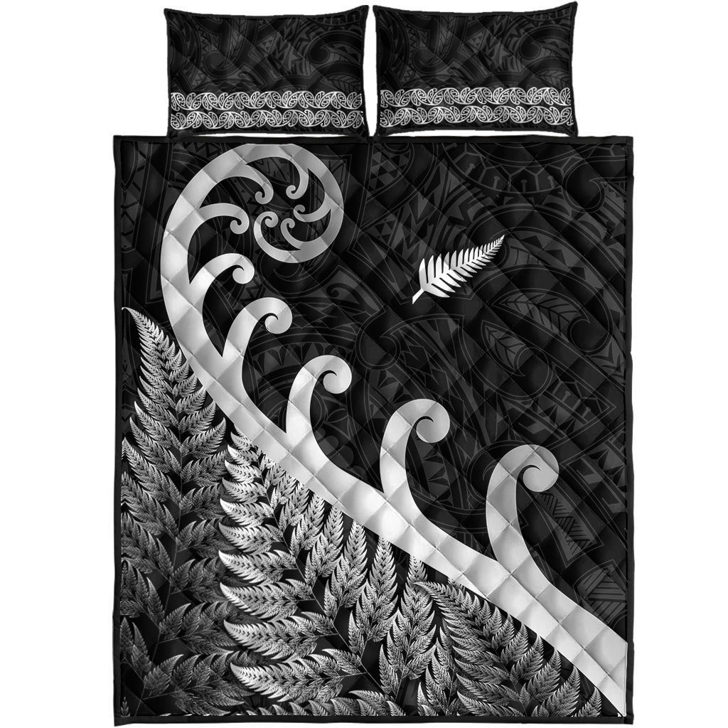 new-zealand-rugby-maori-quilt-bed-set-silver-fern-koru-vibes-black