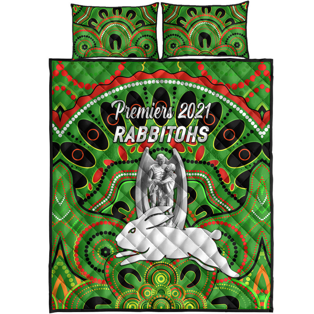 south-sydney-rabbitohs-quilt-bed-set-2021-indigenous-premiers-trophy-green