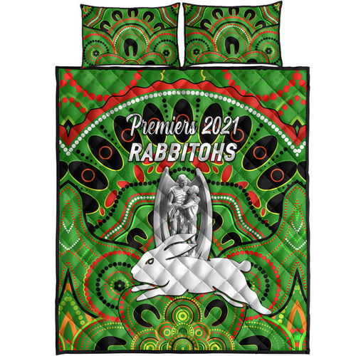 south-sydney-rabbitohs-quilt-bed-set-2021-indigenous-premiers-trophy-green