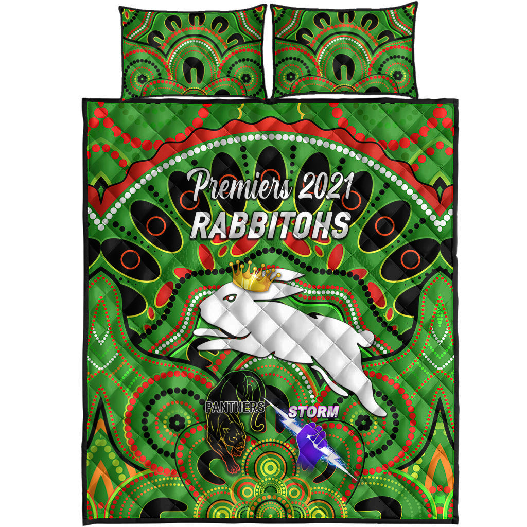south-sydney-rabbitohs-quilt-bed-set-2021-indigenous-premiers-the-king-green
