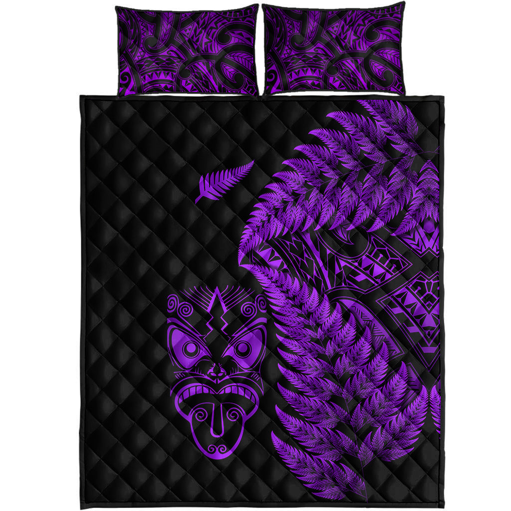 new-zealand-haka-rugby-maori-quilt-bed-set-silver-fern-vibes-purple