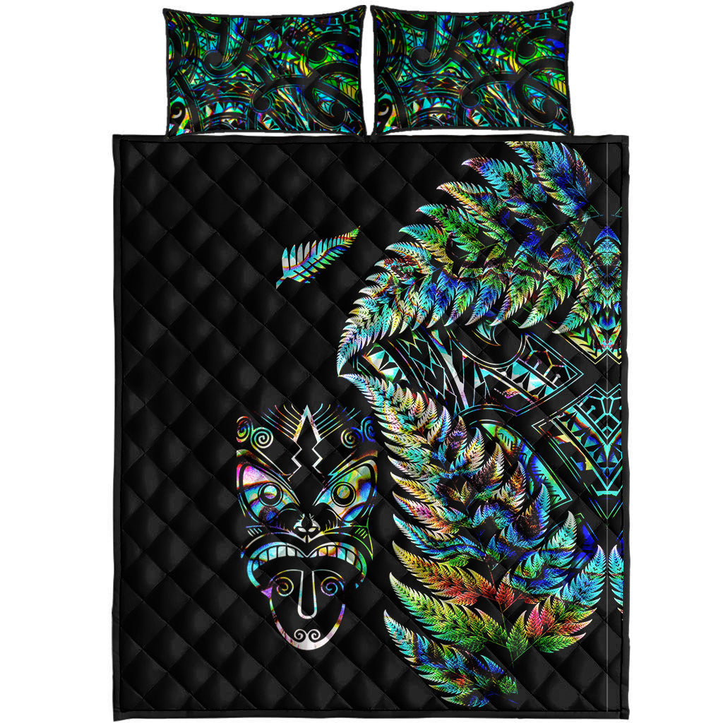 new-zealand-haka-rugby-maori-quilt-bed-set-silver-fern-vibes-paua-shell