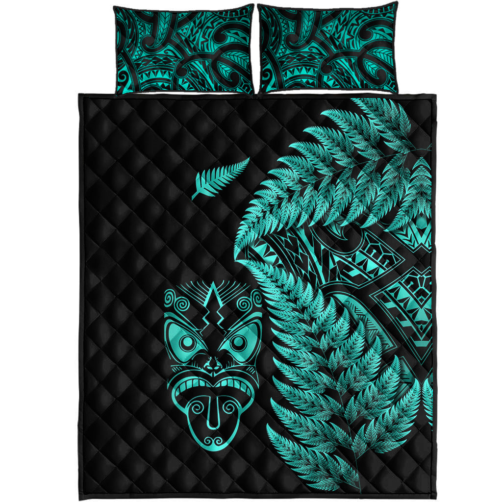 new-zealand-haka-rugby-maori-quilt-bed-set-silver-fern-vibes-turquoise