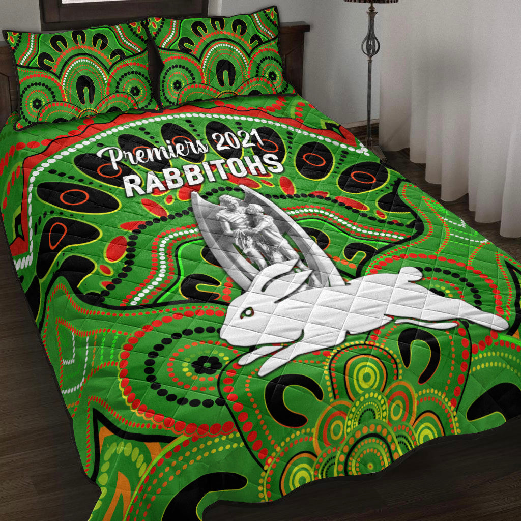 south-sydney-rabbitohs-quilt-bed-set-2021-indigenous-premiers-trophy-green
