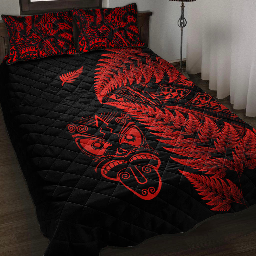 new-zealand-haka-rugby-maori-quilt-bed-set-silver-fern-vibes-red