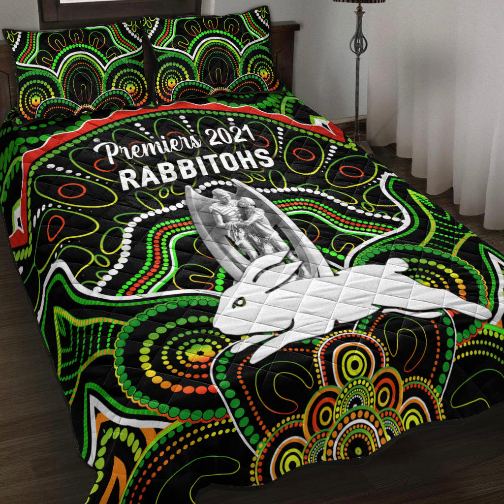 south-sydney-rabbitohs-quilt-bed-set-2021-indigenous-premiers-trophy-black